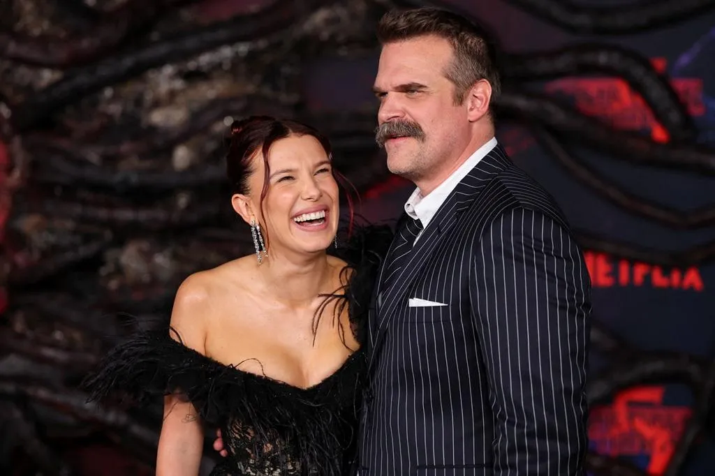 David Harbour and Millie Bobby Brown all smiles at Stranger Things red  premiere amid 'bullying' claims | The Standard
